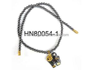 Hematite Elephant Pendant Beads Stone Chain Choker Fashion Women Necklace